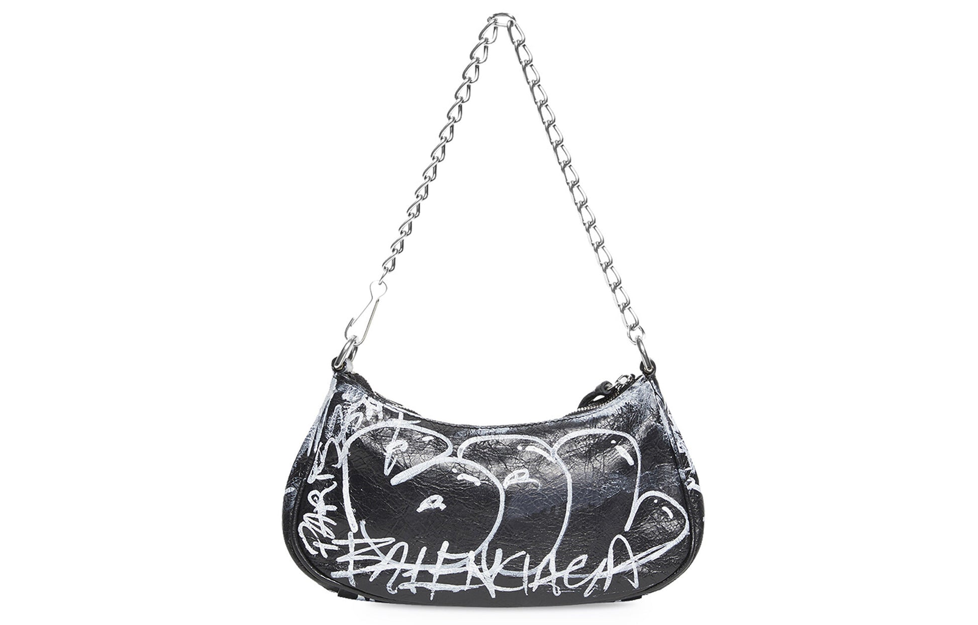(WMNS) Balenciaga Le Cagole Mini Bag With Chain Graffiti 'Black' 695814210G61090
