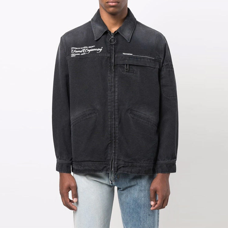 Men's Off-White FW21 Casual Washed Effect Denim Dark Grey Jacket OMEA210G21FAB0011059
