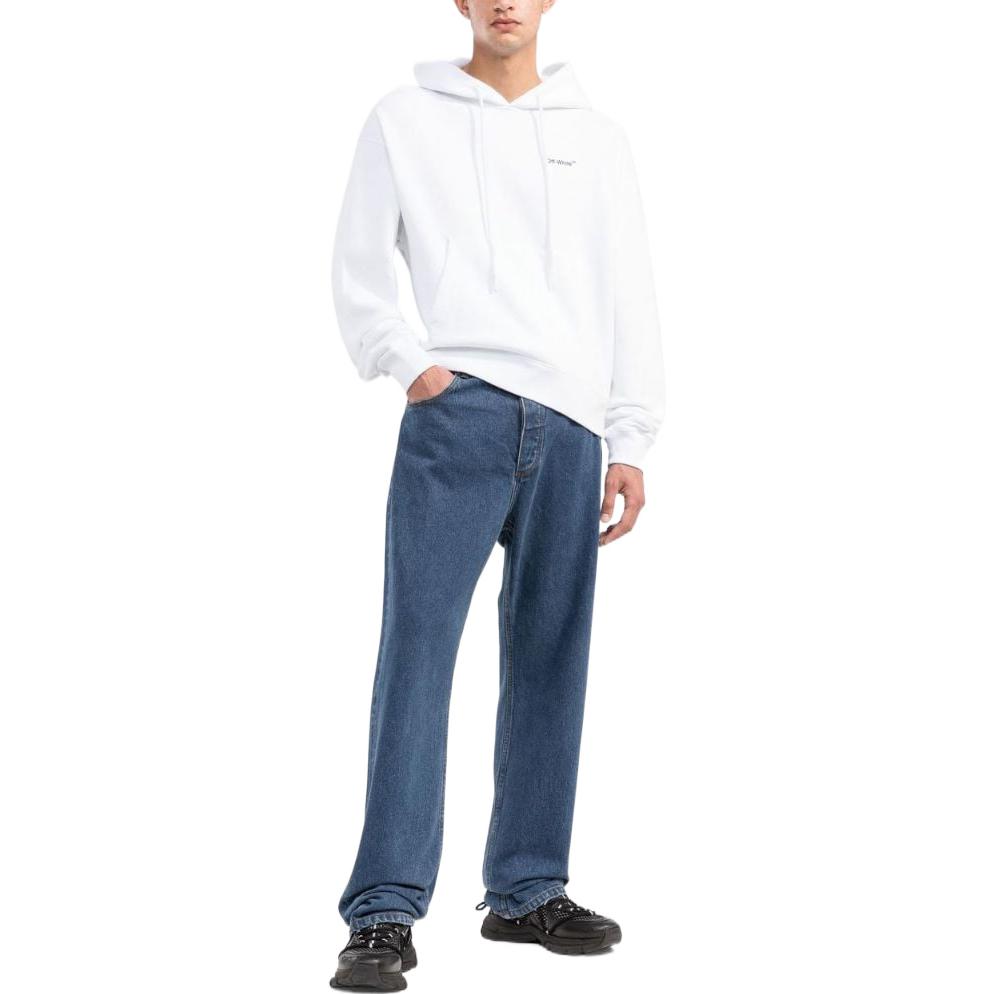 Men's Off-White FW22 Printing Casual Hooded Long Sleeves Version White OMBB037C99FLE00701100110