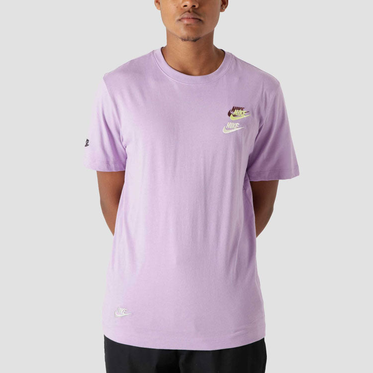 Men's Nike Casual Sports Logo Embroidered Round Neck Short Sleeve Purple T-Shirt DJ1568-589