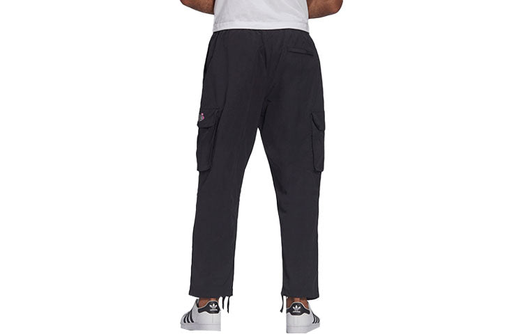 Men's adidas originals Trf A33 Crgp Funny Logo Cargo Pocket Sports Pants/Trousers/Joggers Black HI5271