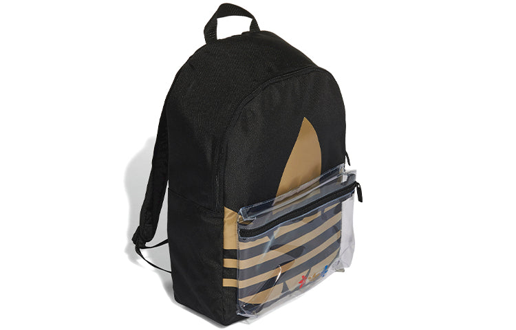 Black originals Adicolor Large Trefoil Classic Backpack 'Black Gold Metallic' FT8913
