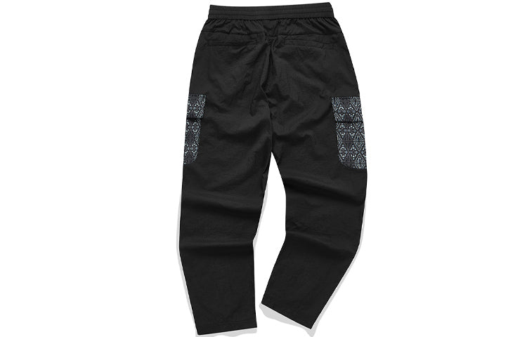 FILA FUSION x White Mountaineering Crossover Pocket Printing Loose Woven Sports Pants Black T11M127804F-BK