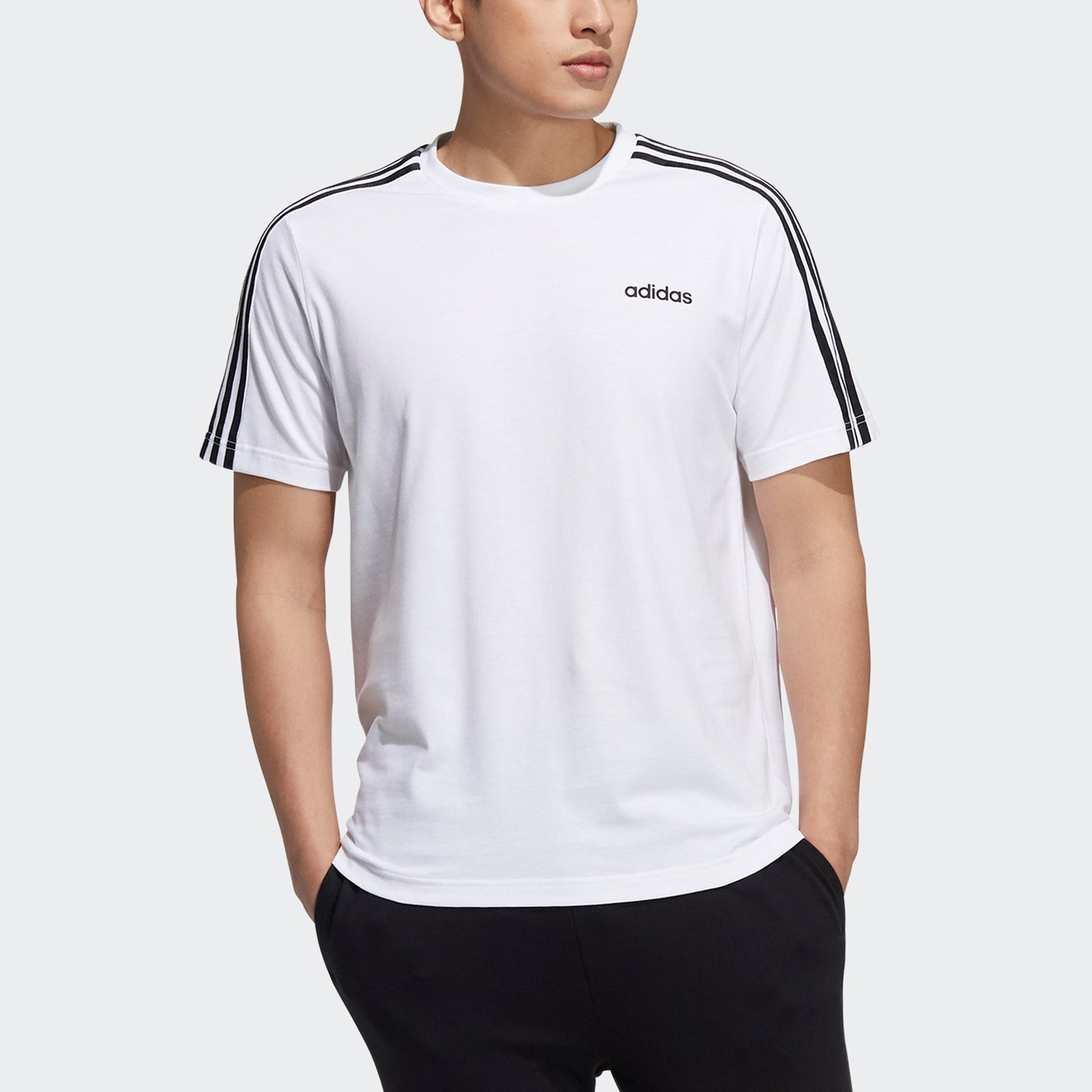 adidas neo M Ce 3s Tee Stripe Sports Round Neck Short Sleeve White H14184