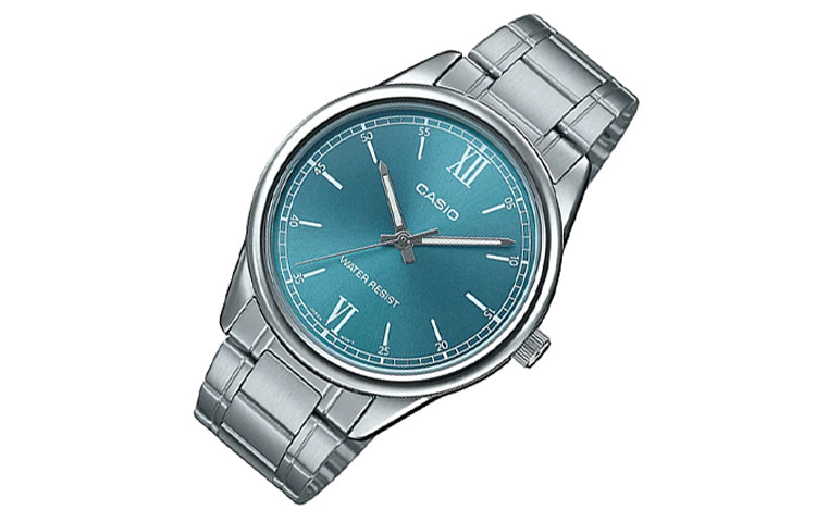 Men's CASIO DRESS Series Minimalistic Stainless Steel Strap Watch Blue MTP-V005D-3B Mens Blue Analog MTP-V005D-3B2021