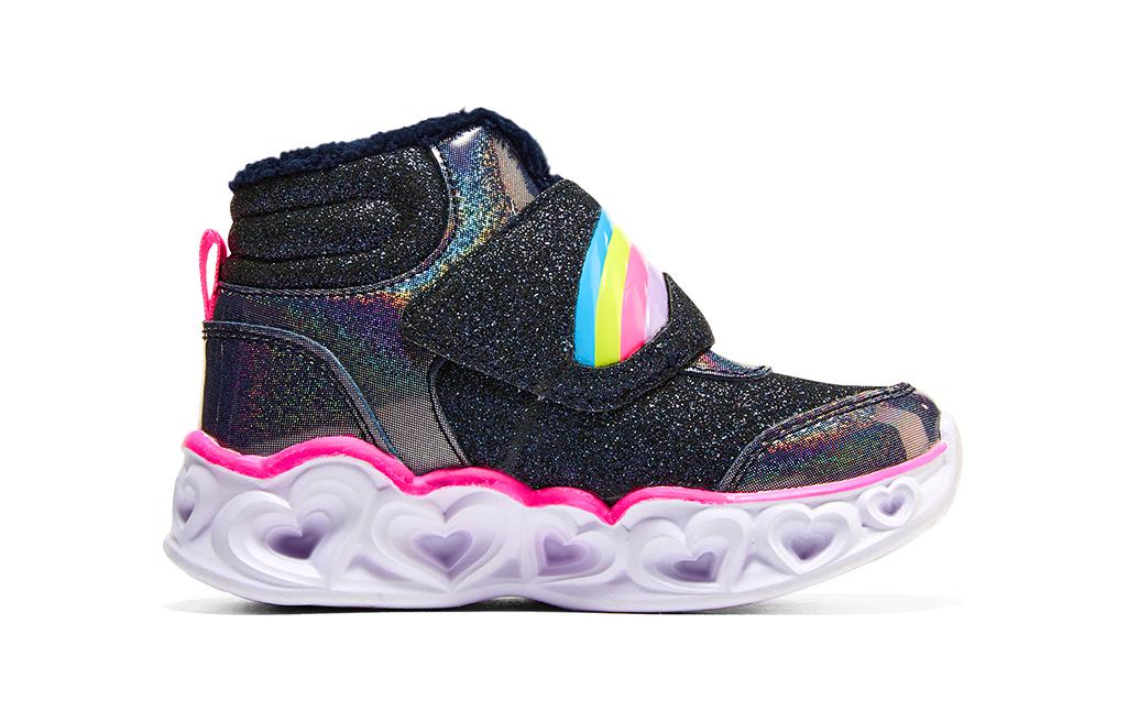 (TD) Skechers Heart Lights 'Black Pink' 302669N-NVPK