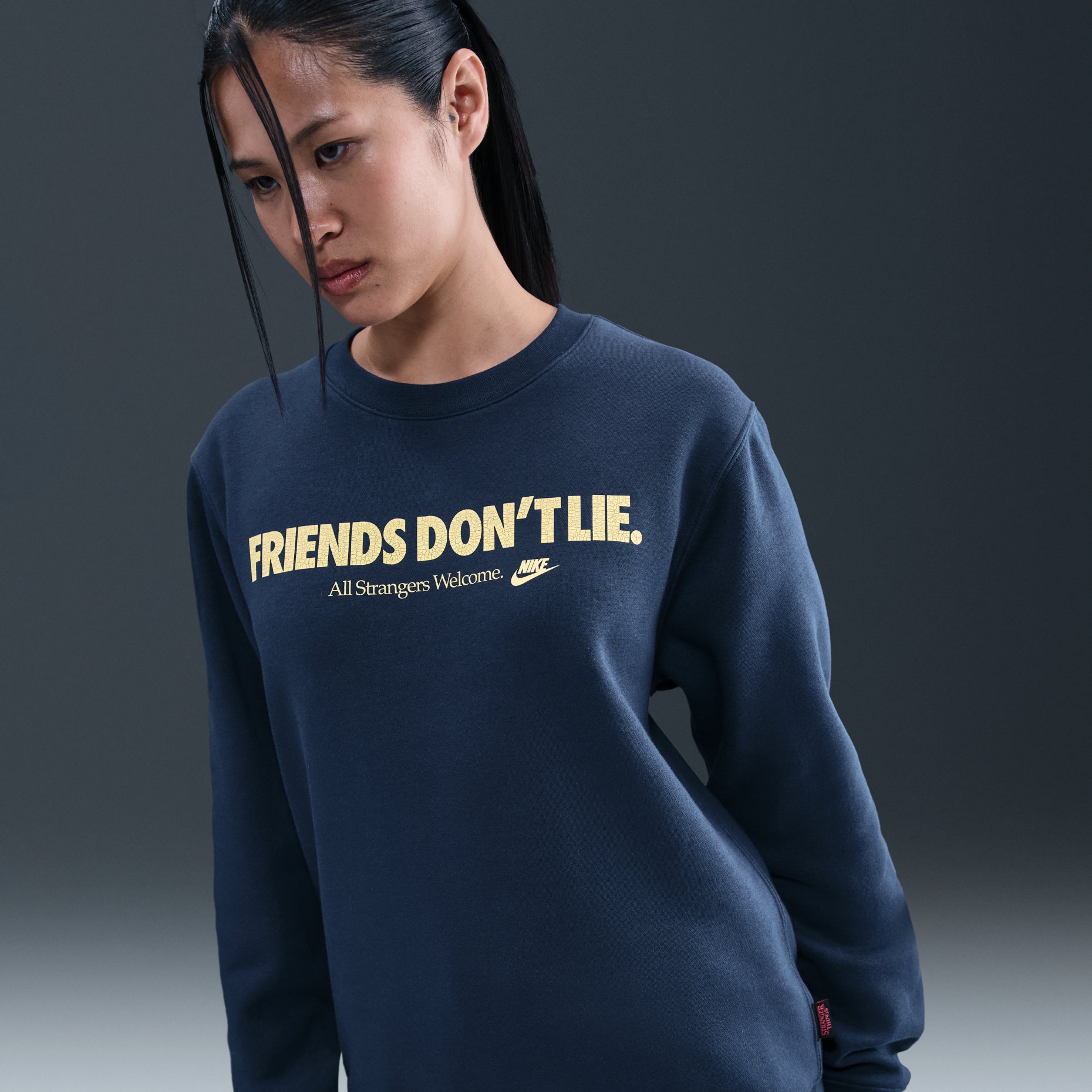 Nike x Stranger Things Fleece Crew 'Navy' IB5662-410