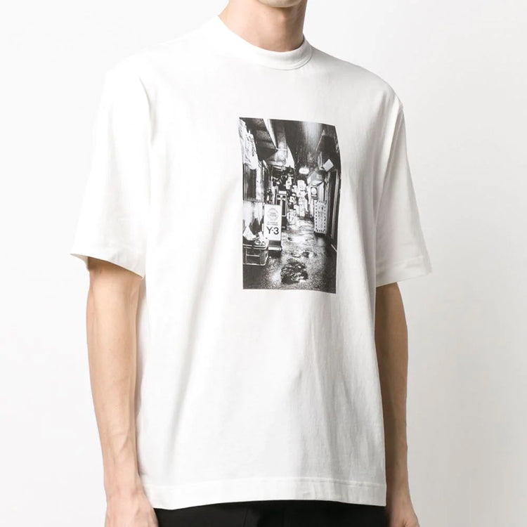 Men's Y-3 SS20 Photo Printing Round Neck Short Sleeve White FT1373