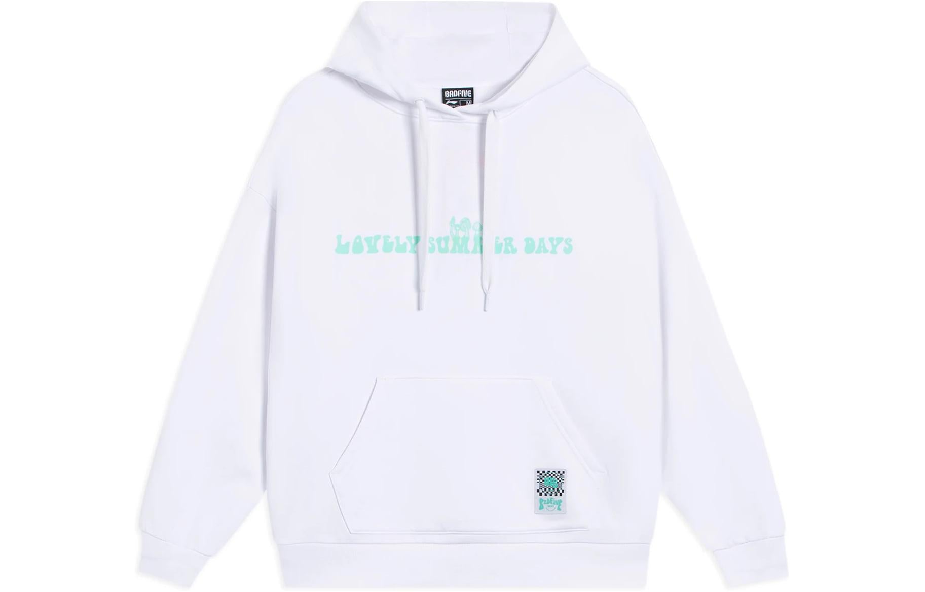 (WMNS) Li-Ning BADFIVE Casual Sport Hoodie 'White Aqua' AWDS646-1