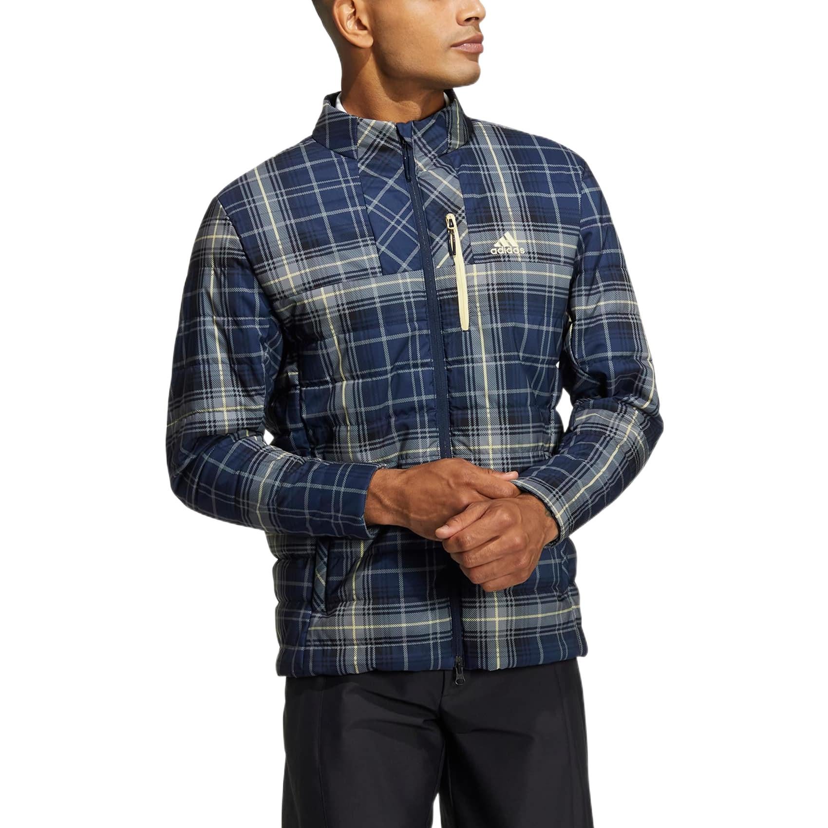 adidas Tartan Check Warm Padded Long Sleeve Full Zip Jacket Asia Sizing 'Teal' HG8217
