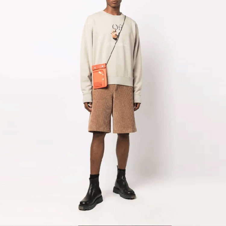 Off-White Logo Printing Round Neck Pullover Long Sleeves Version Creamy White OMBA035F21FLE00317841784