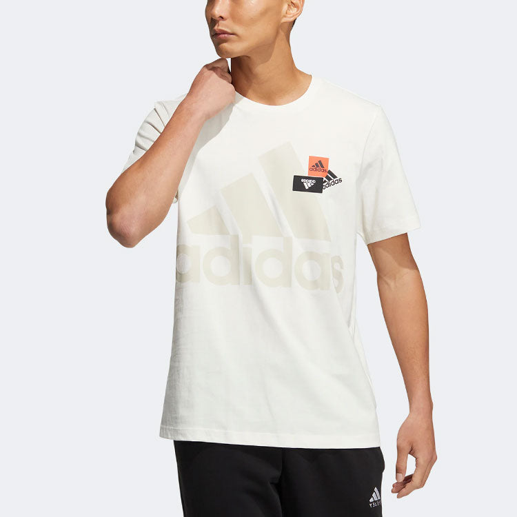 Men's adidas Alphabet Logo Printing Casual Round Neck Short Sleeve White T-Shirt HN9045