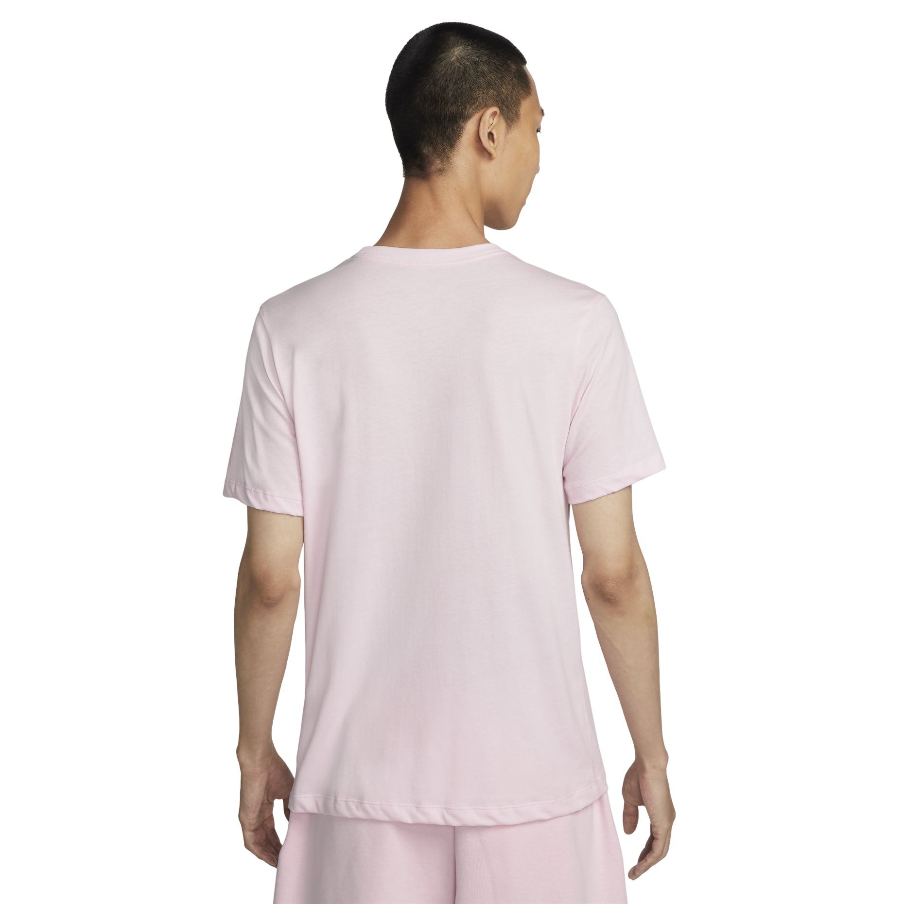 Nike Solid Color Logo Embroidered Knit Round Neck Short Sleeve Pink AR4999-665