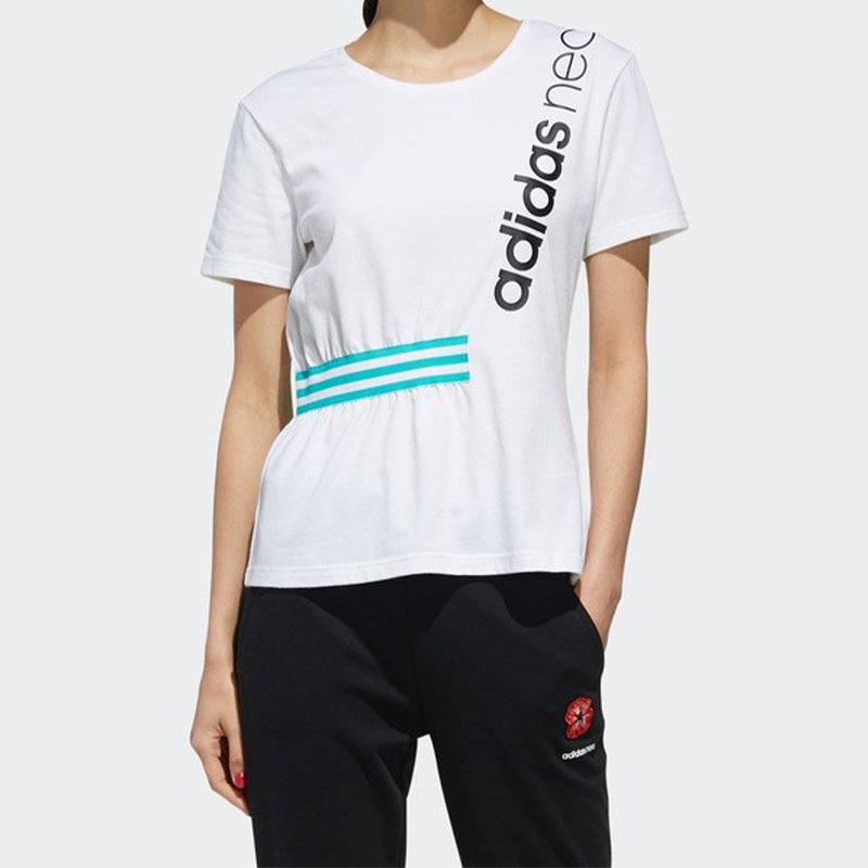 (WMNS) adidas neo Sports Pullover Round Neck Short Sleeve White EJ7096