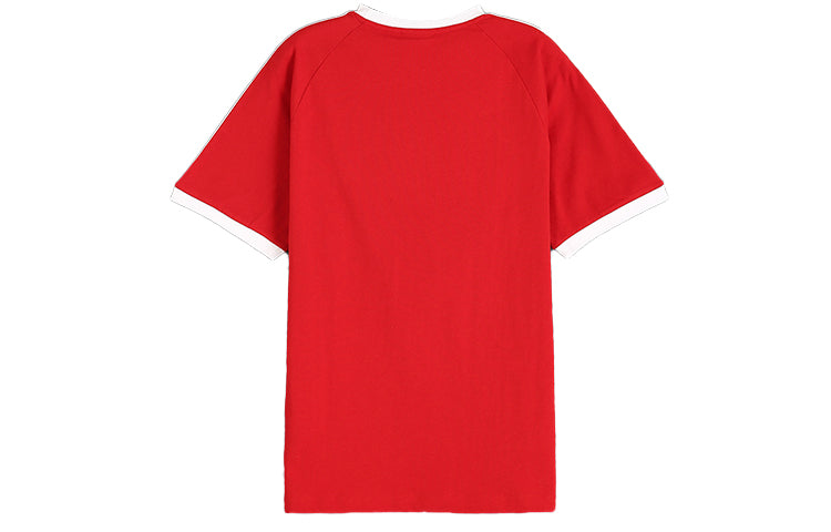 adidas originals Contrasting Colors Collar Training Short Sleeve Red DV1565