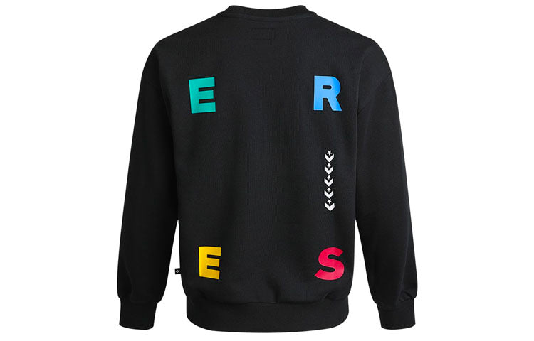 Converse Sports Contrast Letter Print Crew Neck Sweatshirt Asia Sizing 'Black' 10022414-A01