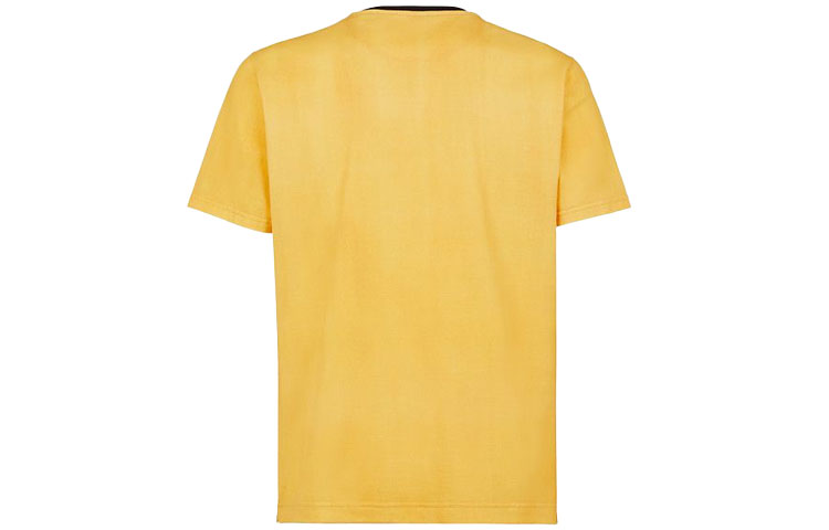 Men's FENDI SS21 Casual Solid Color Alphabet Printing Short Sleeve Yellow FY0894AE00F0ZRC