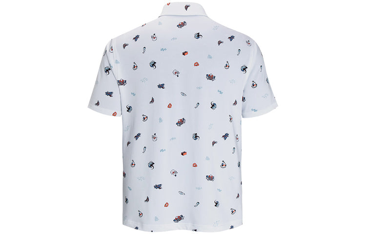 Men's Under Armour Logo Printing Golf Sports Short Sleeve Polo Shirt White 1366260-100