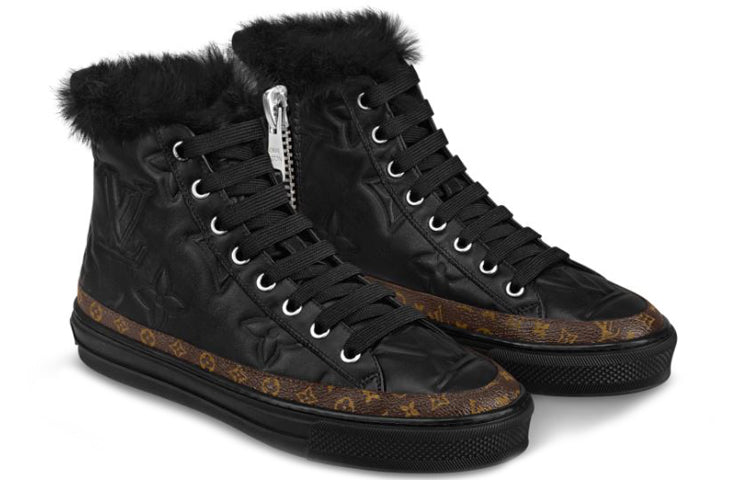(WMNS) LOUIS VUITTON LV Stellar Fur High-Top Sports Shoes 'Black Monogram' 1A5N08