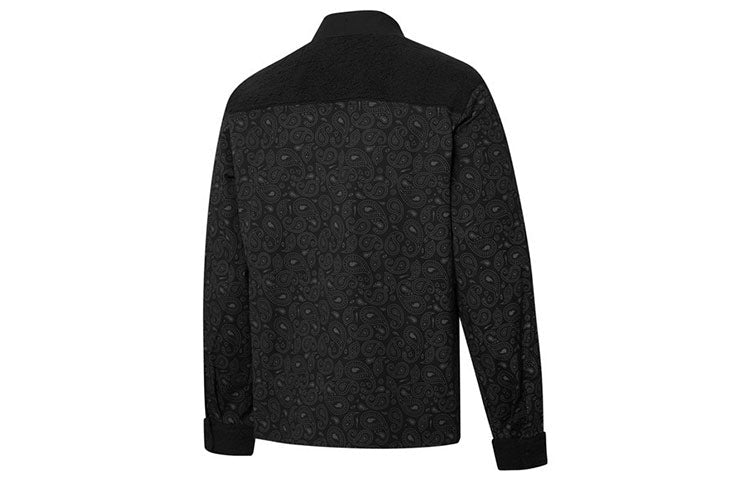 PUMA Paisley Woven Shirt cashew Pattern Multiple Pockets logo Jacket Black 534978-01
