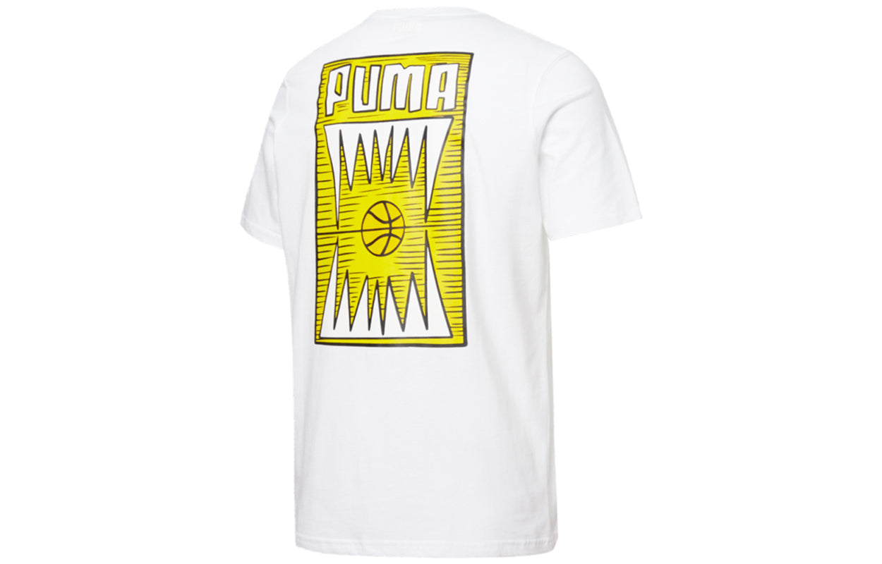 PUMA Dylan Ss Tee 2 Cartoon Printing Sports Short Sleeve White 532731-01