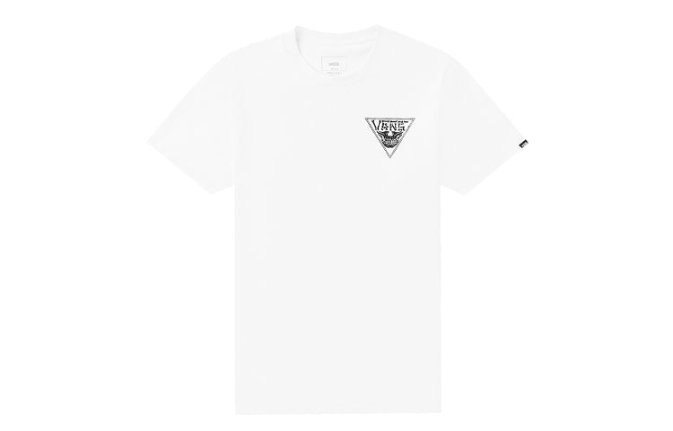 Vans Triangle Skeleton Printing Short Sleeve Couple Style White VN0A54IJWHT