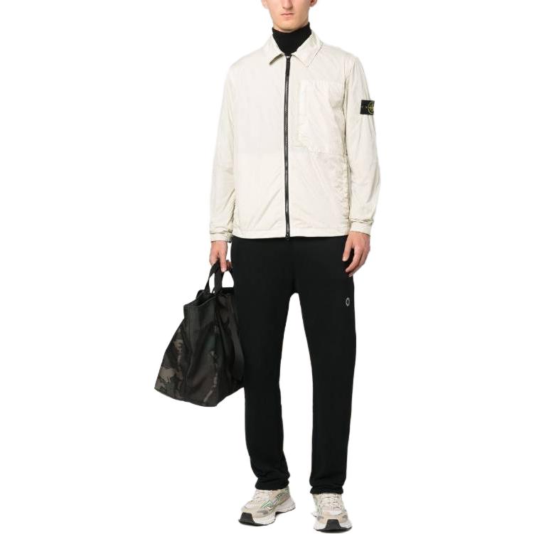 STONE ISLAND Compass Patch Collared Zip Up Jacket 'Plaster' 791510723-V0097
