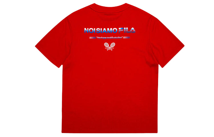 (WMNS) FILA FUSION Alphabet Printing Short Sleeve Red T11W031112F-RD