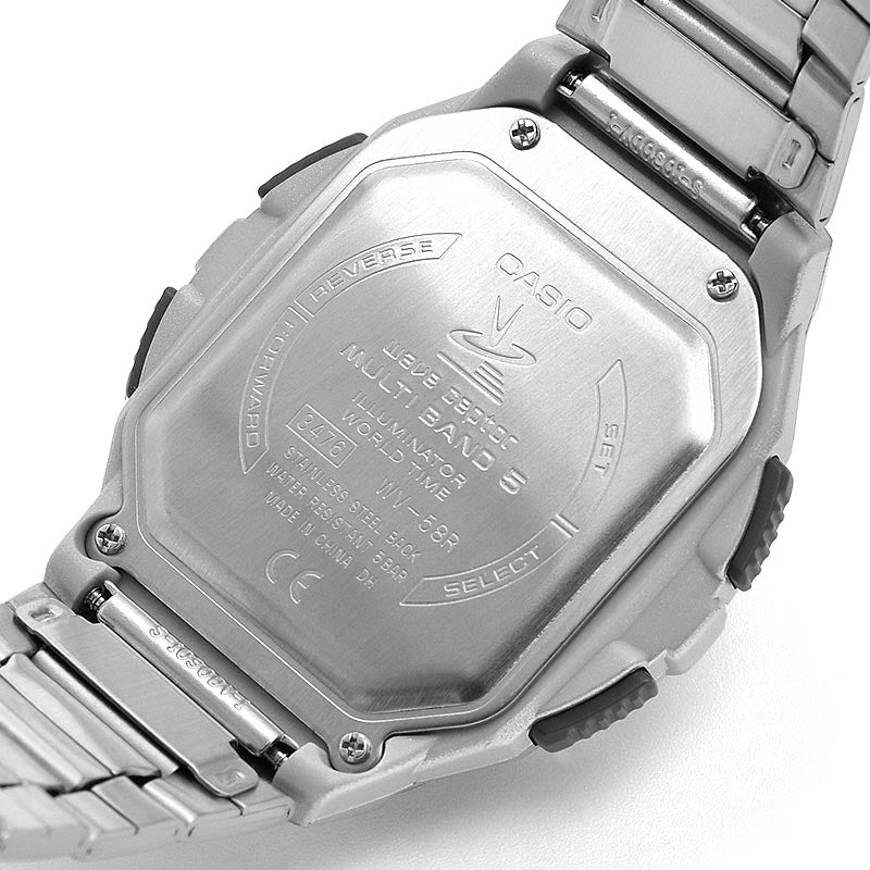 Men's CASIO Fashion Casual Stainless Steel Strap Quartz Stopwatch Business Watch Mens Silver Digital WV-58RD-1AJF