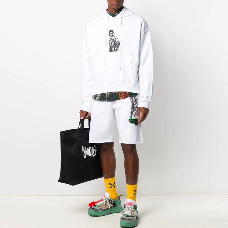 Off-White Logo Applique Hooded Sweater Men's White OMBB037F20FLE0080110