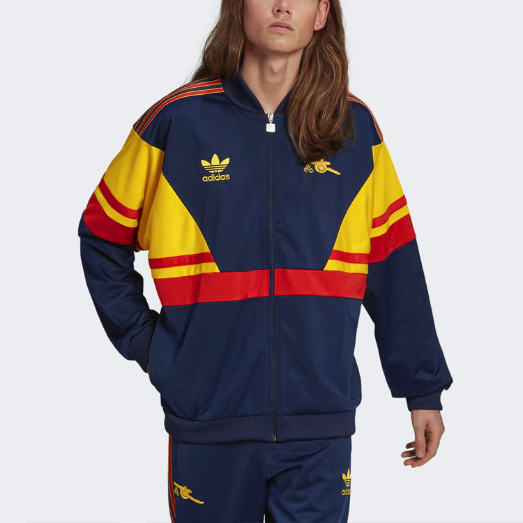 adidas originals Colorblock Stripe Logo Embroidered Soccer/Football Sports Jacket Arsenal Navy Blue HM4832