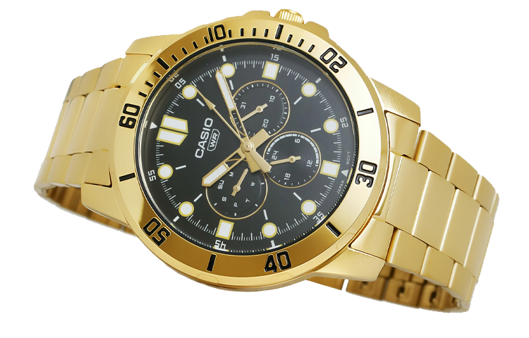 CASIO Sports Quartz Waterproof Black Dial Mens Black Analog MTP-VD300G-1E
