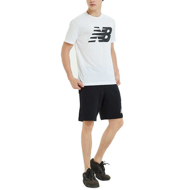 New Balance Knit Breathable Athleisure Casual Sports LOGO Printing Short Sleeve White MT91923-WT