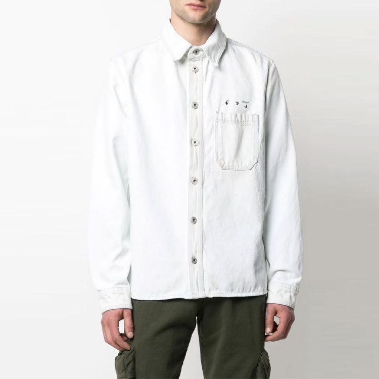 Off-White SS21 Arrow Logo Denim Jacket Version White OMYD027S21DEN0010125