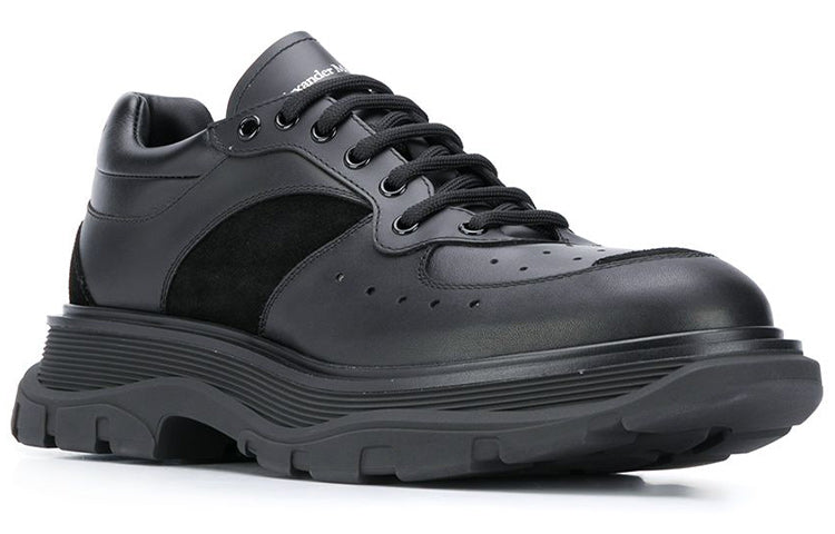 Alexander McQueen Tread Suede-panelled Leather Trainers 'Black' 627222WHRH51081