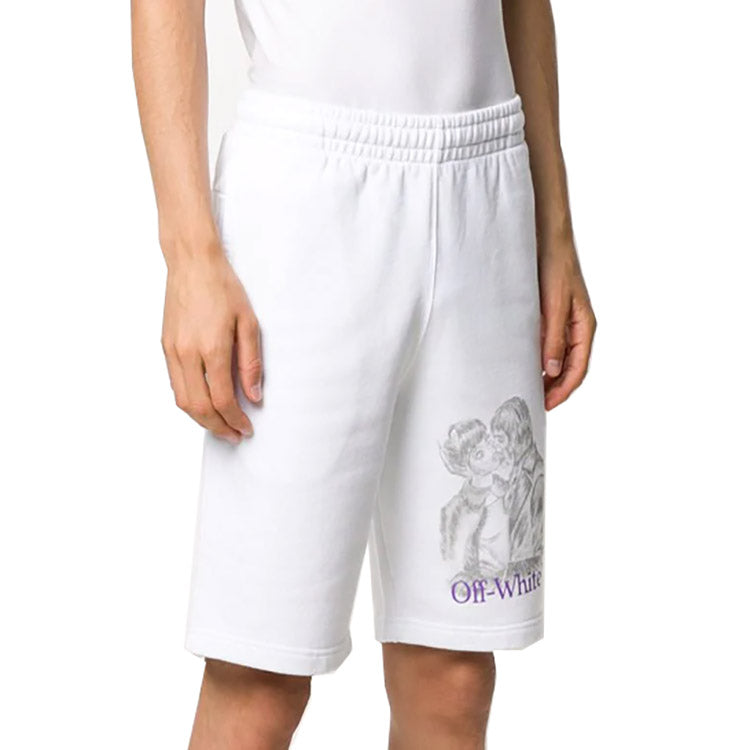 Off-White Portrait Pattern Printing Shorts White OMCI006S20E300070188