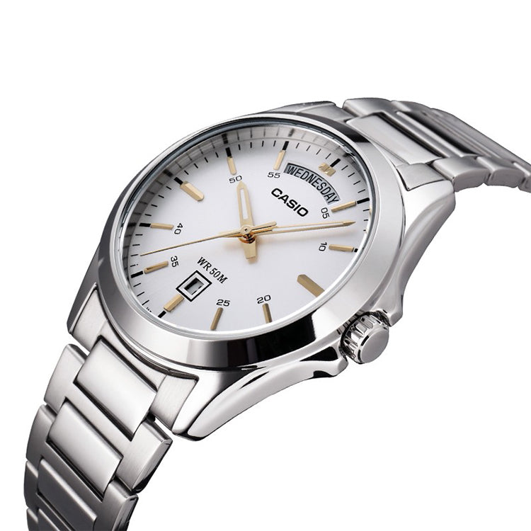 CASIO Stainless Steel Strap Mens White Analog MTP-1370D-7A2