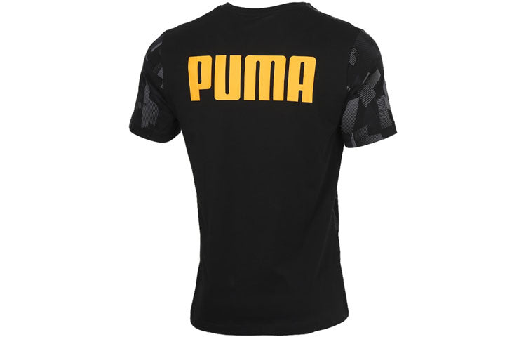 PUMA Contrasting Colors Logo Round Neck Short Sleeve Black 586045-01