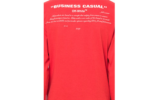 Off-White Unisex Red Printing Long Sleeves Loose Fit OMBB037F181920112030R