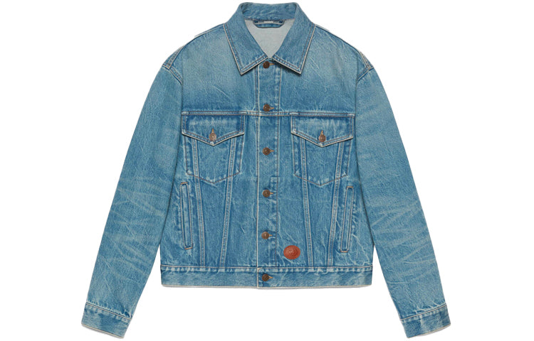 Gucci x Disney SS21 Donald Duck Embroidered Lapel Denim Jacket For Men Blue 594850-XDBK0-4452