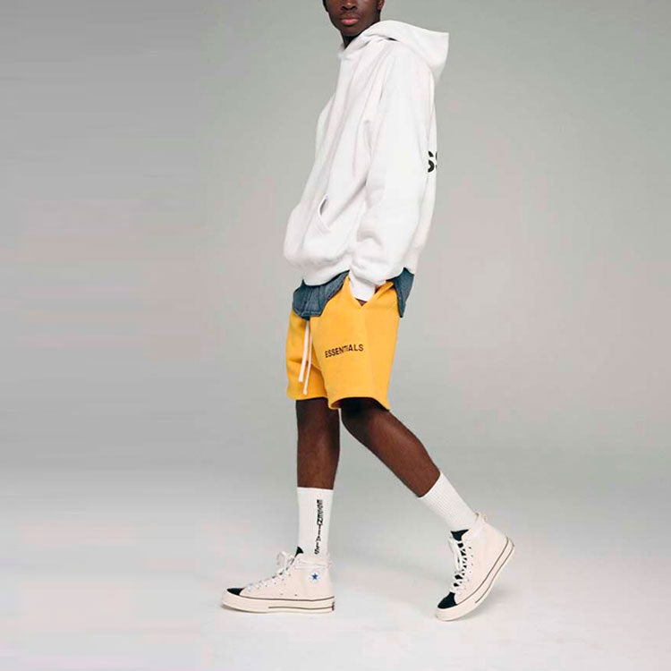 Fear of God Essentials FW18 Graphic Sweat Shorts Yellow FOGPAMZ-YE-01