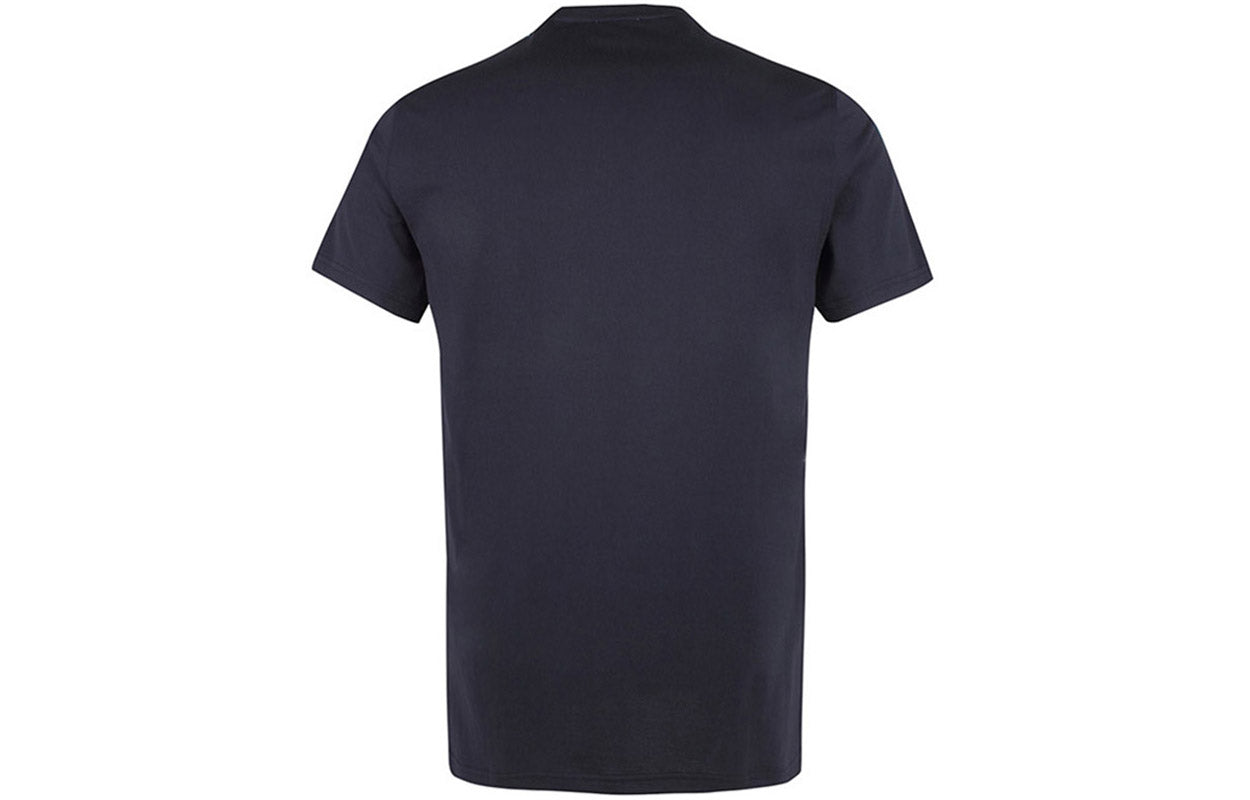 Men's Burberry Pattern V neck Cotton Short Sleeve Dark Blue 80172561