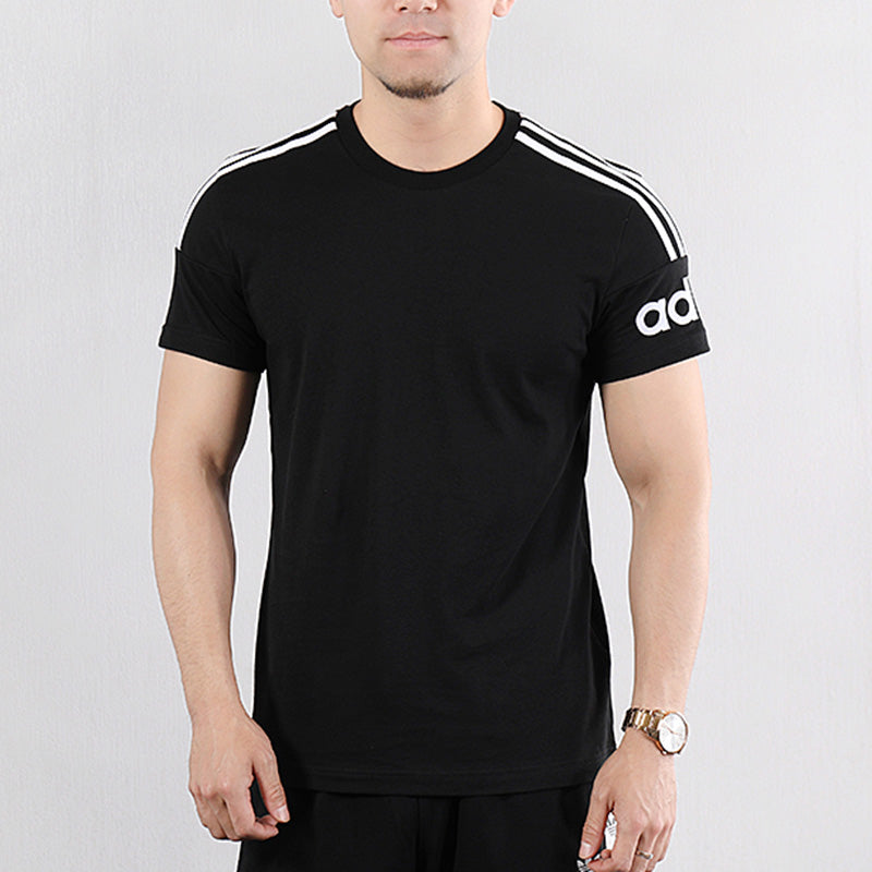 adidas M Crew T Shirt Logo Printing Sports Round Neck Short Sleeve Black EI6206