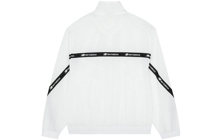 New Balance Logo Full-Zip Woven Jacket Asia Sizing 'White Black' AMJ22350-WT