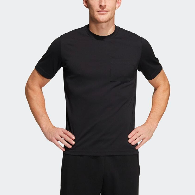 Men's adidas Solid Color Casual Breathable Sports Short Sleeve Japanese Version Black T-Shirt HD0012