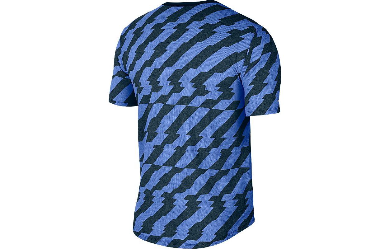 Men's Nike Logo Full Print Training Sports Short Sleeve Blue T-Shirt CU5458-458