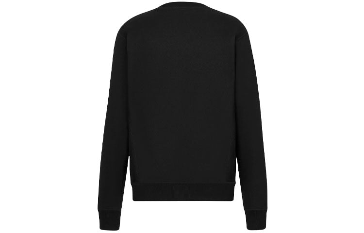 Men's DIOR SS21 Logo Alphabet Flowers Round Neck Pullover Black 113J687A0531-C984