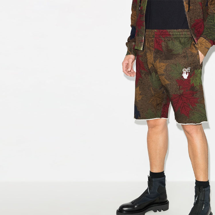Off-White FW20 Leaf CamouflageArrowApplique Shorts Men's Khaki/Green OMCI006F20FLE0046001