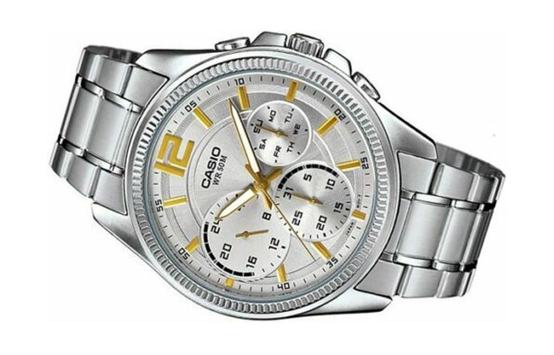 CASIO ENTICERSeries Men'ses Quartz Waterproof Mens Silver Analog MTP-E305D-7AVDF