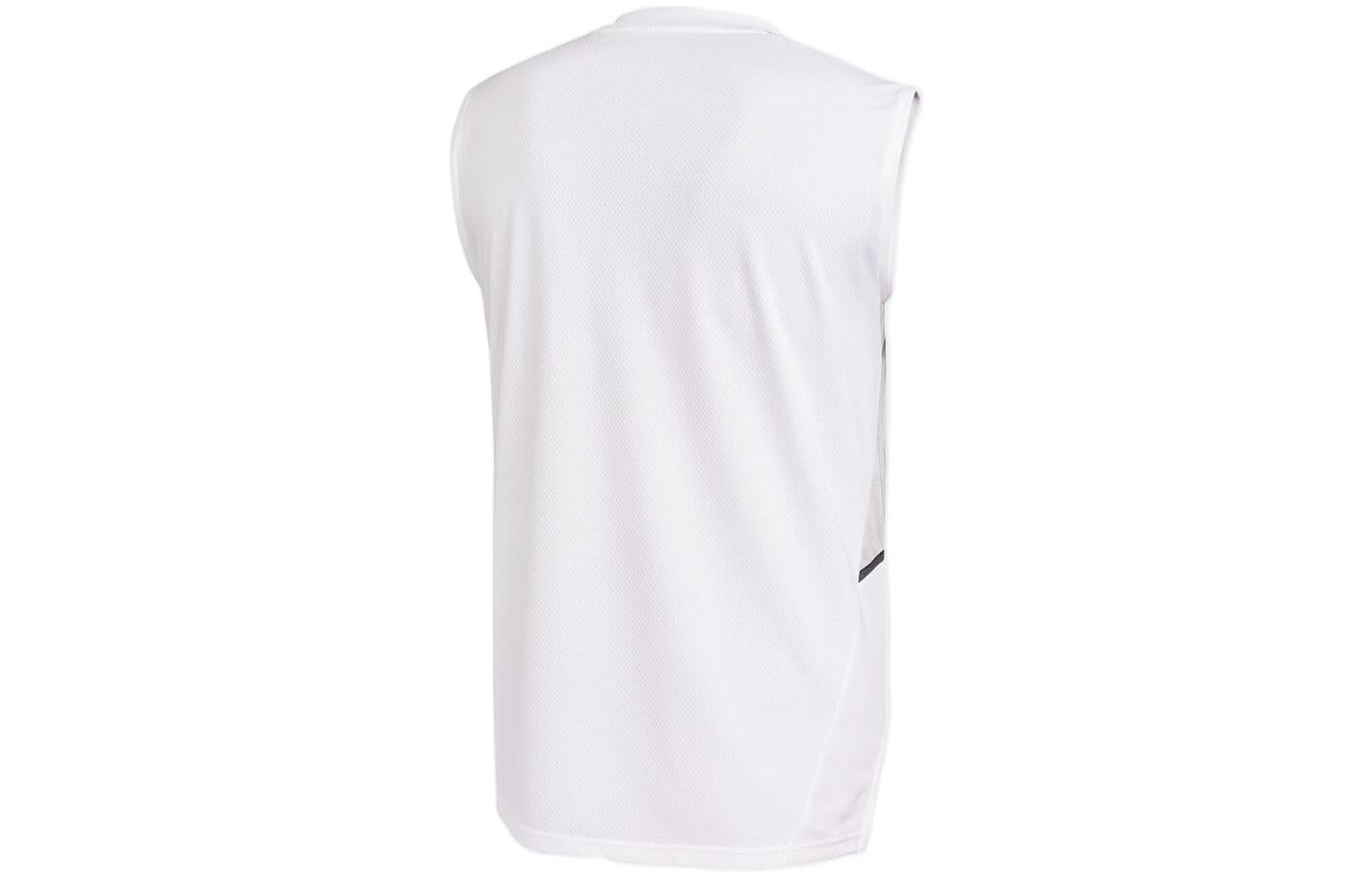 Men's adidas Solid Color Stripe Logo Round Neck Soccer/Football White Vest GH7160